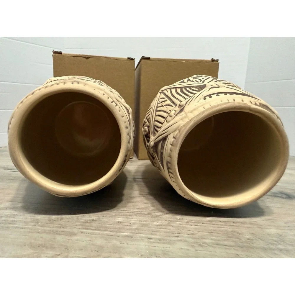 2x Plantation Rum Barrel Tiki Mug Art By BAI 2018 Limited Edition Hawaii 4.5